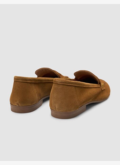 %100 Hakiki Deri Taba Süet Kadın Loafer - Görsel 4