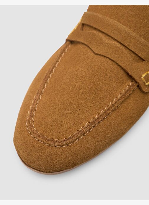 %100 Hakiki Deri Taba Süet Kadın Loafer - Görsel 8