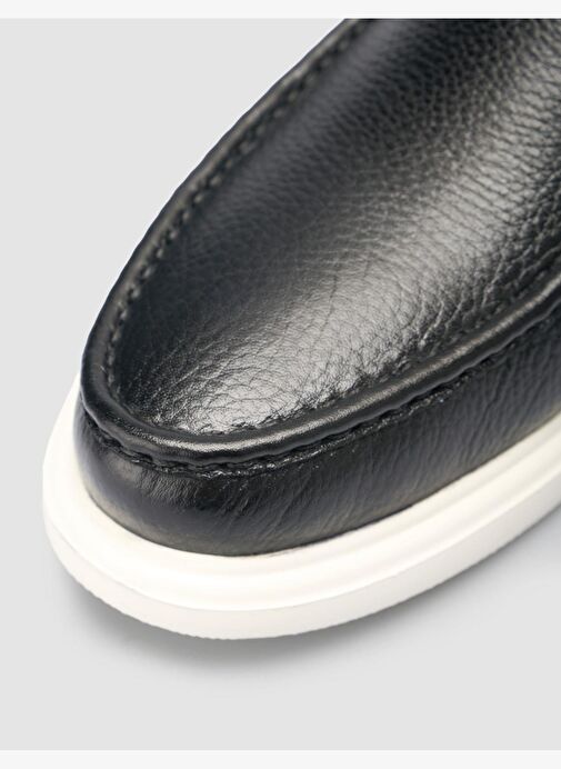 %100 Hakiki Deri Siyah Erkek Dokulu Günlük Ayakkabı - Görsel 8