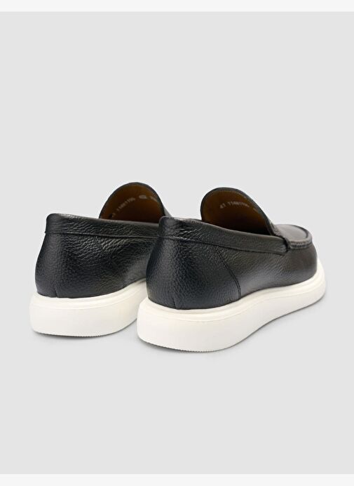 %100 Hakiki Deri Siyah Erkek Dokulu Günlük Ayakkabı - Görsel 4