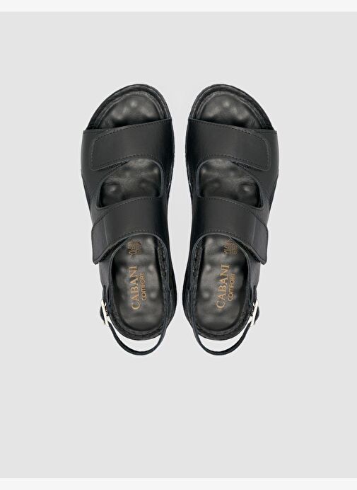 %100 Hakiki Deri Siyah Kadın Sandalet - Görsel 5