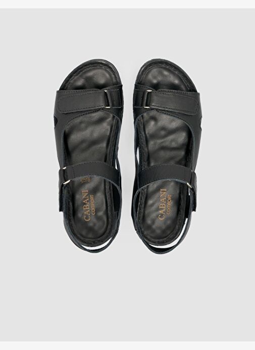 %100 Hakiki Deri Siyah Kadın Sandalet - Görsel 5