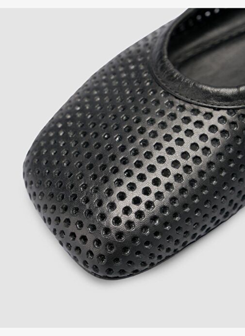 %100 Hakiki Deri Siyah Delikli Kadın Babet - Görsel 8