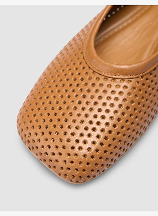 %100 Hakiki Deri Taba Delikli Kadın Babet - Görsel 8