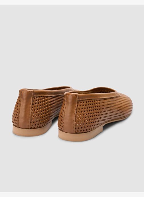 %100 Hakiki Deri Taba Delikli Kadın Babet - Görsel 4