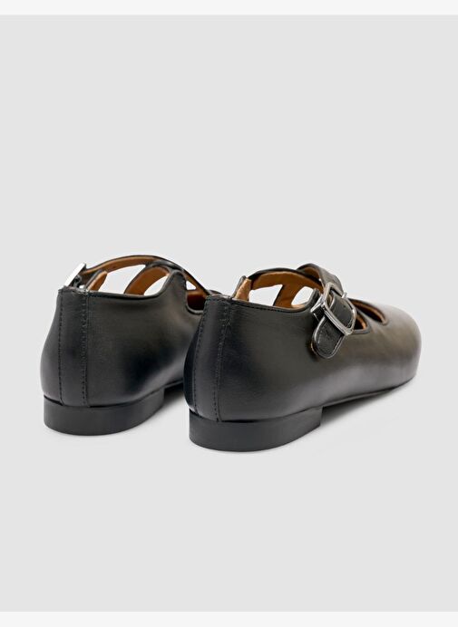 %100 Hakiki Deri Siyah Kadın Babet - Görsel 4