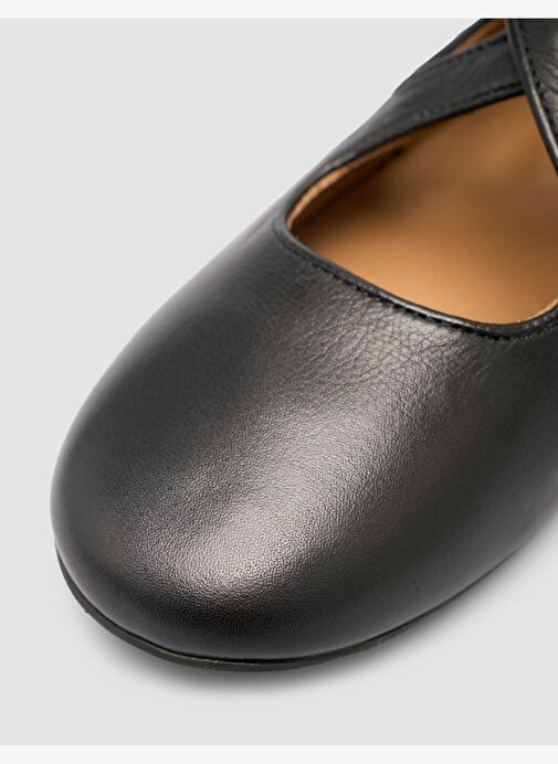 %100 Hakiki Deri Siyah Kadın Babet - Görsel 8