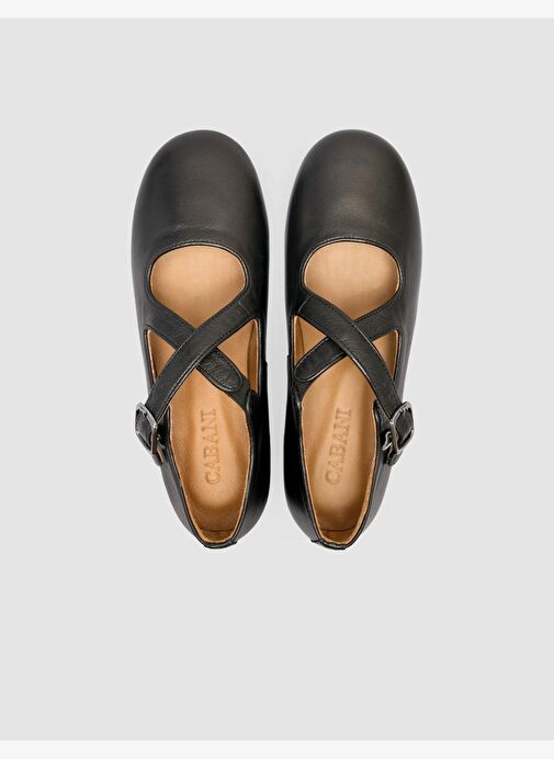 %100 Hakiki Deri Siyah Kadın Babet - Görsel 5