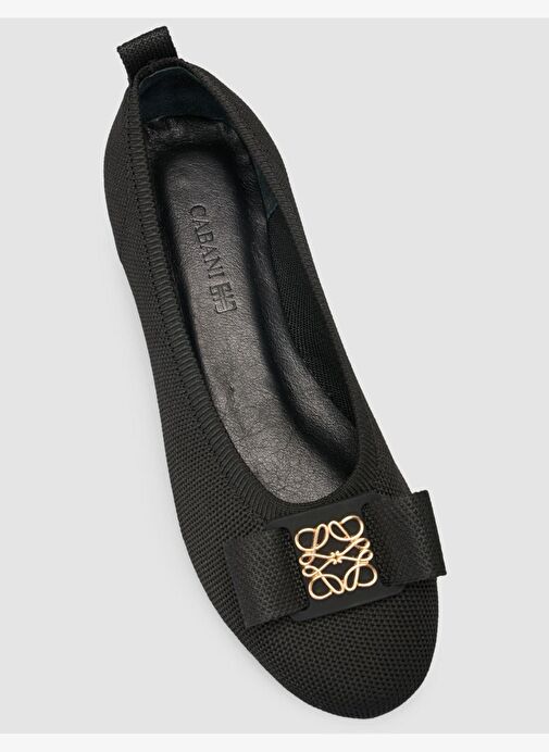 Triko Toka Detaylı Siyah Kadın Babet - Görsel 7