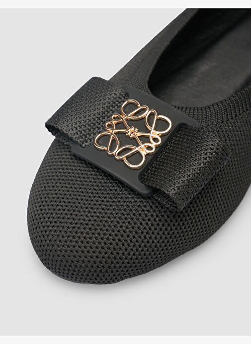 Triko Toka Detaylı Siyah Kadın Babet - Görsel 8