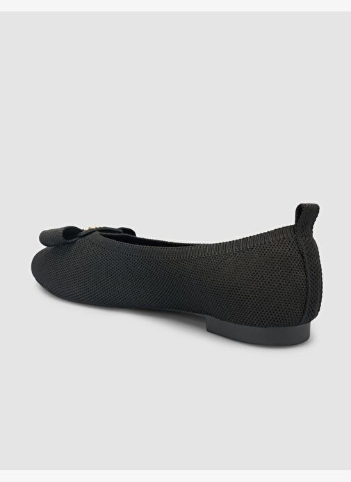 Triko Toka Detaylı Siyah Kadın Babet - Görsel 6