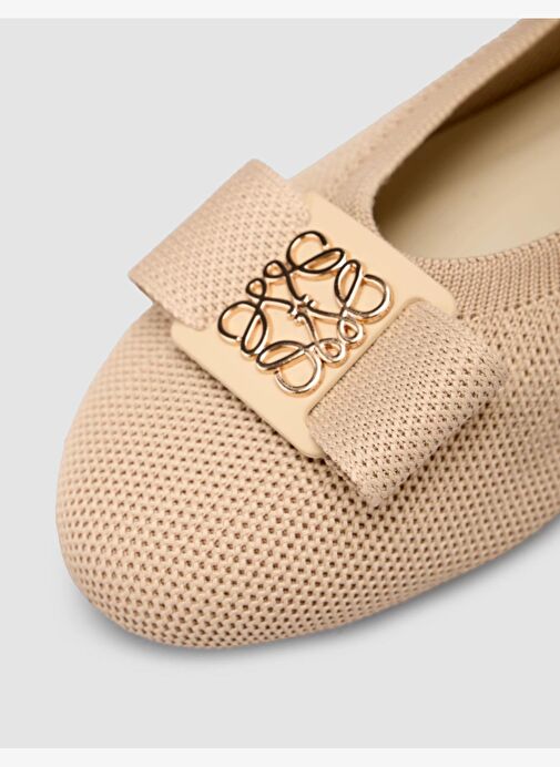 Triko Toka Detaylı Bej Kadın Babet - Görsel 8