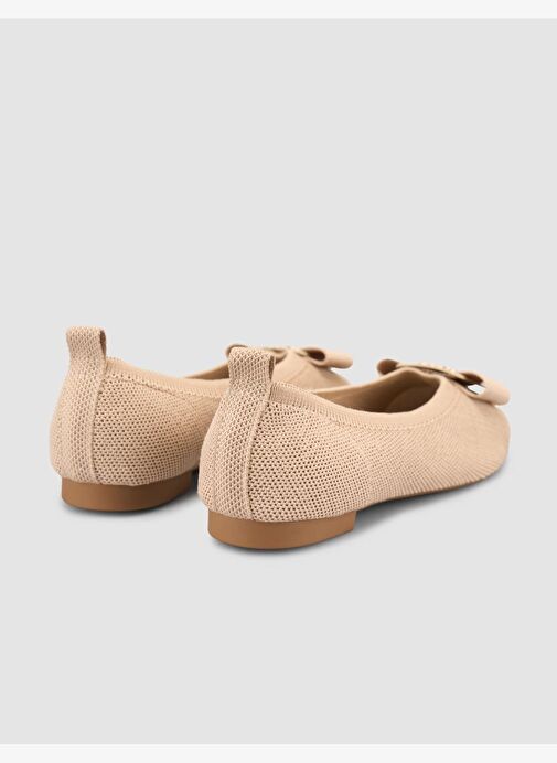 Triko Toka Detaylı Bej Kadın Babet - Görsel 4