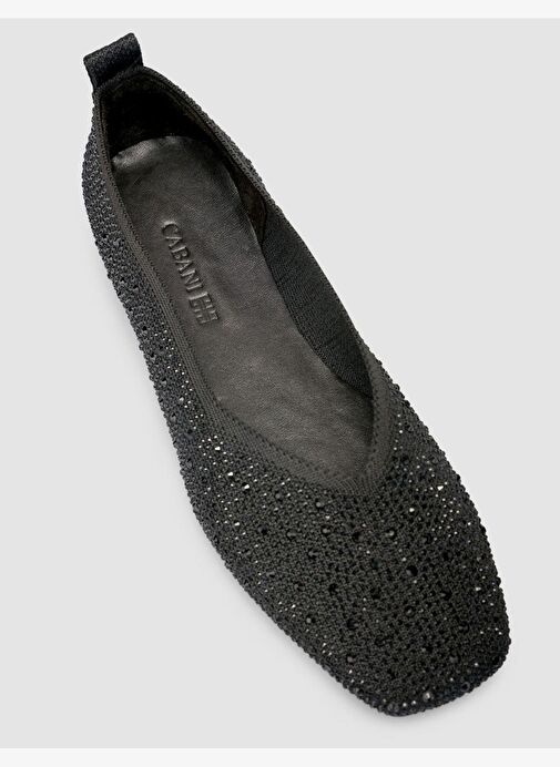 Kumaş Taşlı Siyah Kadın Babet - Görsel 7