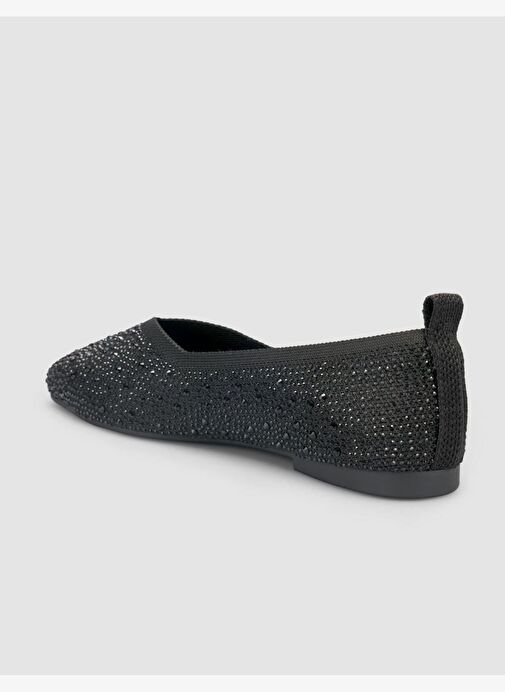 Kumaş Taşlı Siyah Kadın Babet - Görsel 6