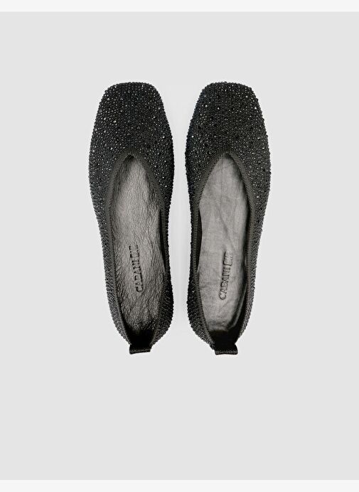 Kumaş Taşlı Siyah Kadın Babet - Görsel 5