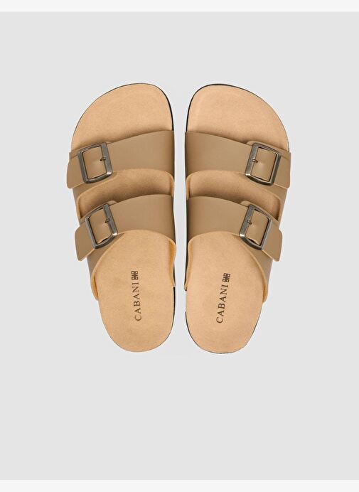 %100 Hakiki Deri Toka Detaylı Vizon Erkek Terlik - Görsel 5