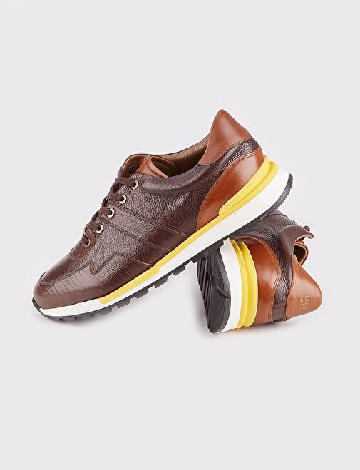 Cabani Ayakkabı Kahverengi Erkek Deri Sneaker 14322 - Görsel 5