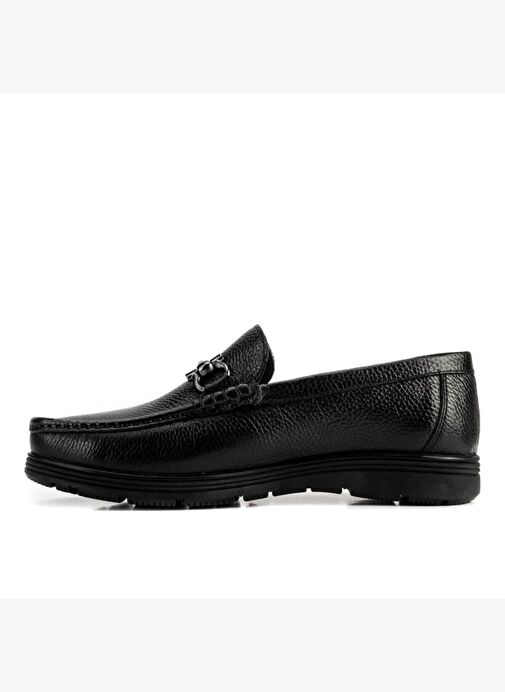 Cabani Hakiki Deri Siyah Tokalı Erkek Günlük Ayakkabı - Görsel 4