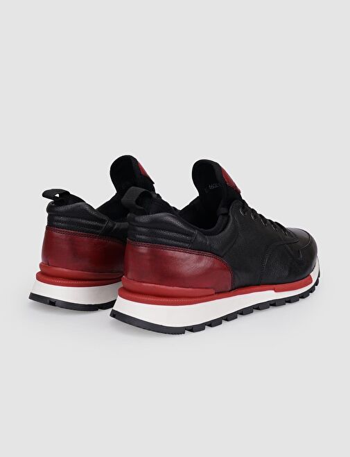 Cabani Ayakkabı Siyah-Kırmızı Erkek Deri Sneaker 102551SC - Görsel 4