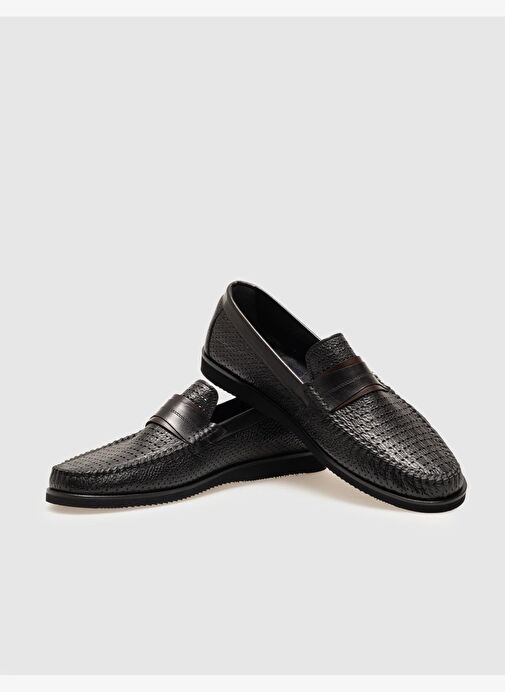 Hakiki Deri Siyah Erkek Günlük Ayakkabı - Görsel 5