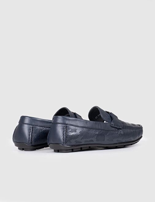 Özel Tasarım Hakiki Deri Lacivert Erkek Loafer - Görsel 4