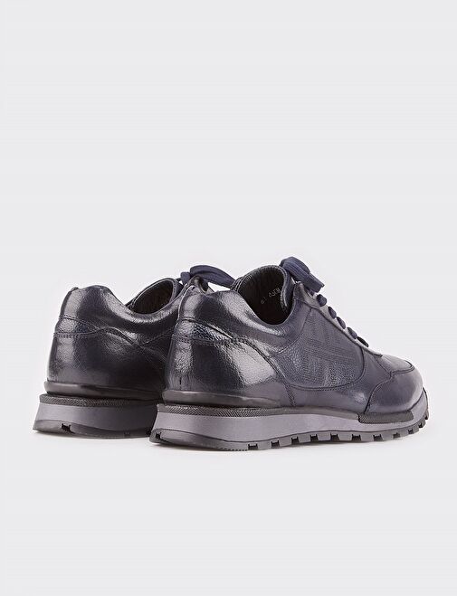 Deri Kaplamalı Lacivert Bağcıklı Erkek Günlük Ayakkabı - Görsel 4