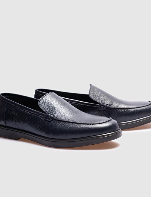 Hakiki Deri Lacivert Erkek Günlük Ayakkabı - Görsel 5