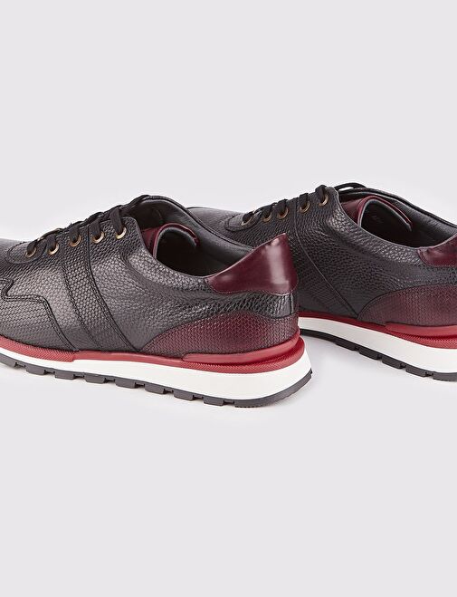 Cabani Ayakkabı Siyah-Bordo Erkek Deri Sneaker 25572 - Görsel 6