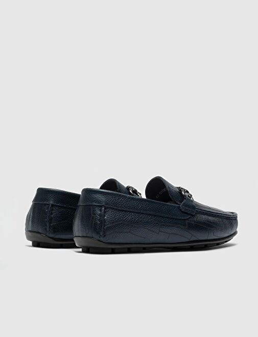 Hakiki Deri Lacivert Erkek Loafer - Görsel 4