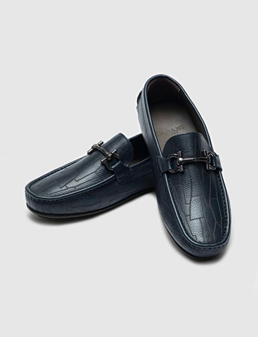 Hakiki Deri Lacivert Erkek Loafer - Görsel 5