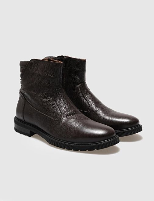 Hakiki Deri Kahverengi Fermuarlı Erkek Günlük Bot - Görsel 3