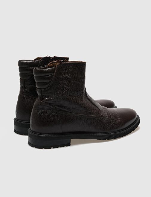 Hakiki Deri Kahverengi Fermuarlı Erkek Günlük Bot - Görsel 4