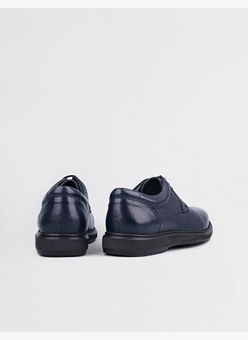 Erkek Lacivert Hakiki Deri Bağcıklı Günlük Ayakkabı - Görsel 4