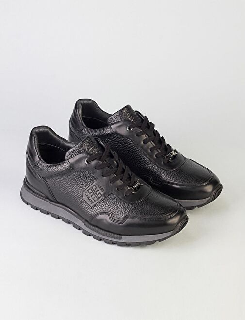 Hakiki Deri Siyah Kürklü Erkek Spor Ayakkabı - Görsel 3