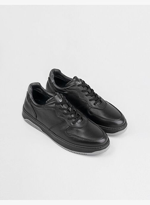 Hakiki Deri Siyah Berlin Bağcıklı Erkek Spor Ayakkabı - Görsel 3