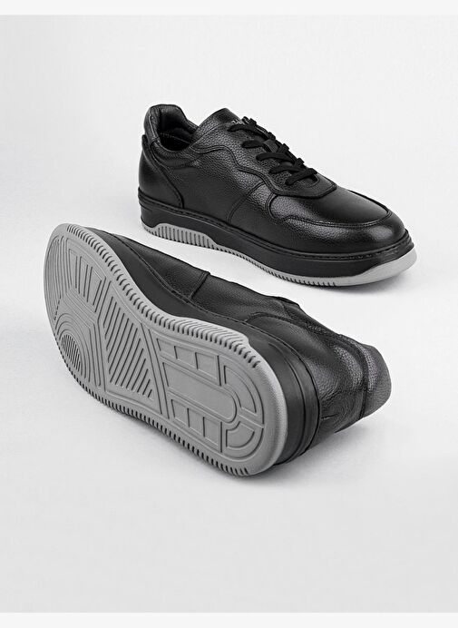 Hakiki Deri Siyah Berlin Bağcıklı Erkek Spor Ayakkabı - Görsel 5