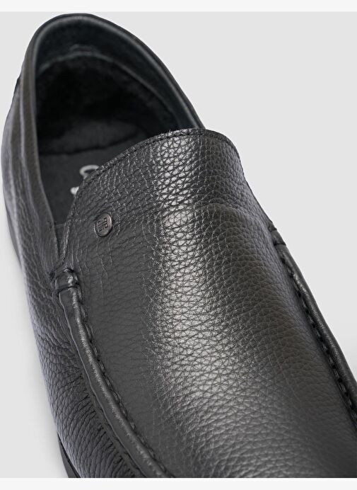 %100 Hakiki Deri Siyah Erkek Günlük Ayakkabı - Görsel 7