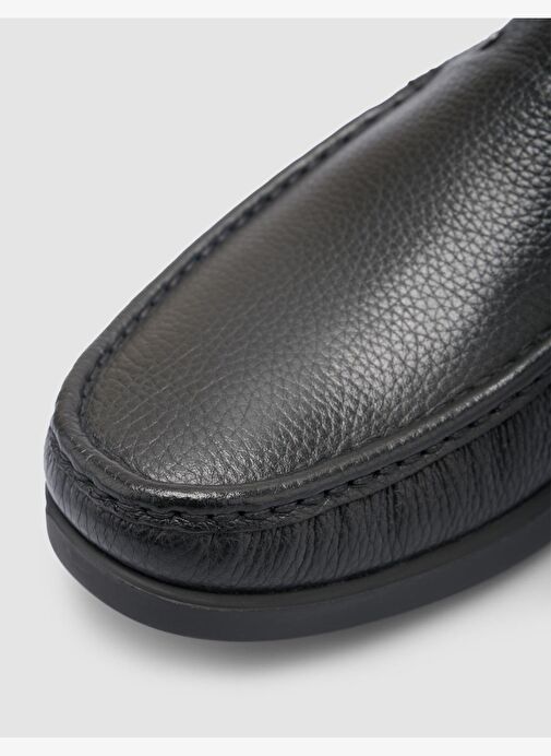 %100 Hakiki Deri Siyah Erkek Günlük Ayakkabı - Görsel 8