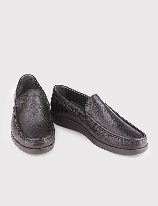 Erkek Hakiki Deri Light Kauçuk Taban Siyah Günlük Ayakkabı - Görsel 5