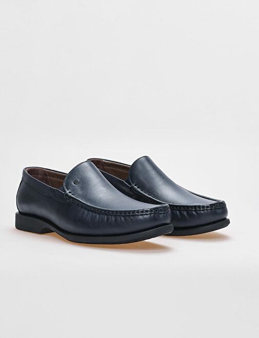 Hakiki Deri Lacivert Erkek Günlük Ayakkabı - Görsel 3