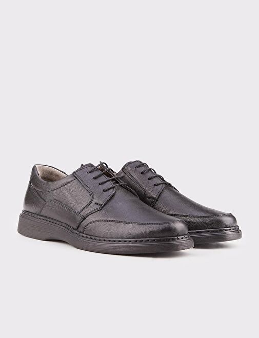 Hakiki Deri Erkek Siyah Bağcıklı Günlük Ayakkabı - Görsel 3