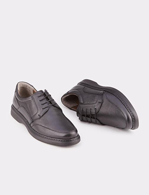 Hakiki Deri Erkek Siyah Bağcıklı Günlük Ayakkabı - Görsel 5