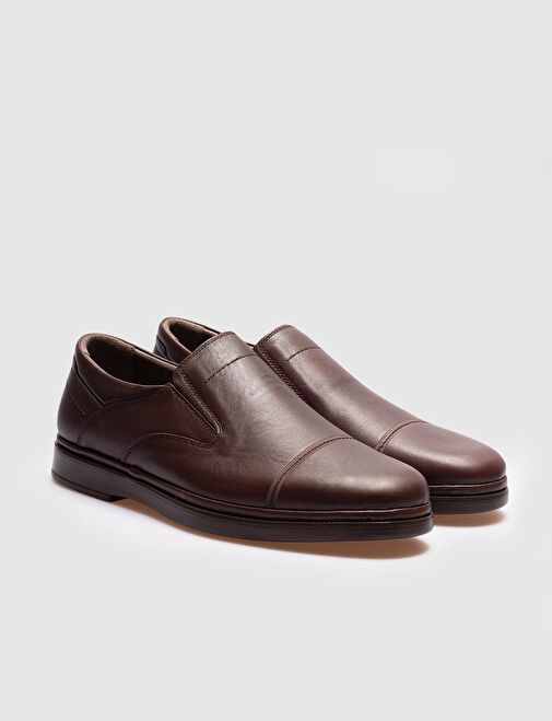 Dikişli Hakiki Deri Kahverengi Erkek Günlük Ayakkabı - Görsel 3