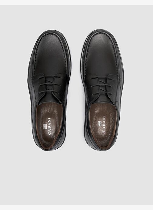 %100 Hakiki Deri Siyah Bağcıklı Erkek Günlük Ayakkabı - Görsel 5