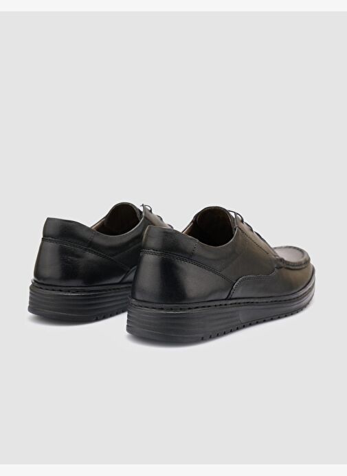 %100 Hakiki Deri Siyah Bağcıklı Erkek Günlük Ayakkabı - Görsel 4