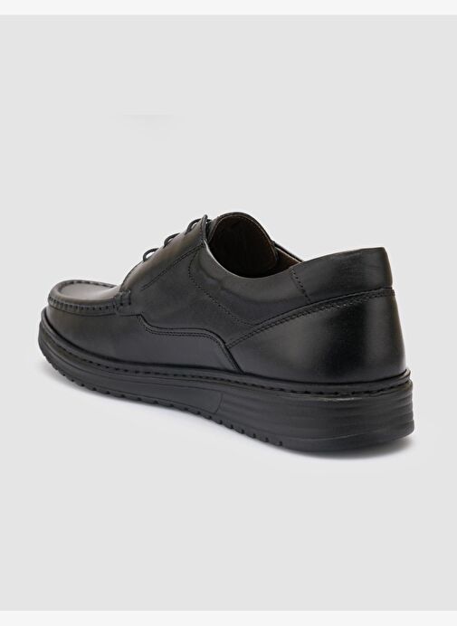 %100 Hakiki Deri Siyah Bağcıklı Erkek Günlük Ayakkabı - Görsel 6