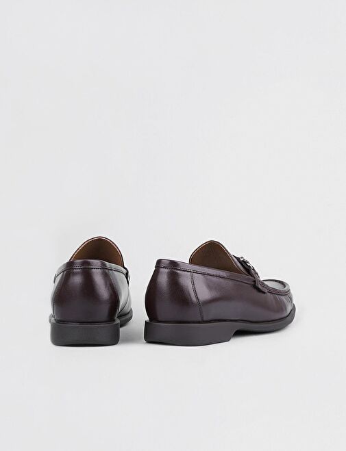 Toka Aksesuarlı Hakiki Deri Kahverengi Erkek Loafer - Görsel 4