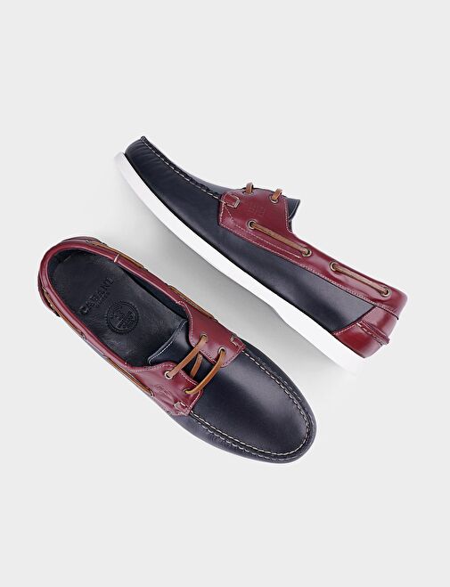 Erkek Hakiki Deri Bağcıklı Lacivert Günlük Ayakkabı - Görsel 5