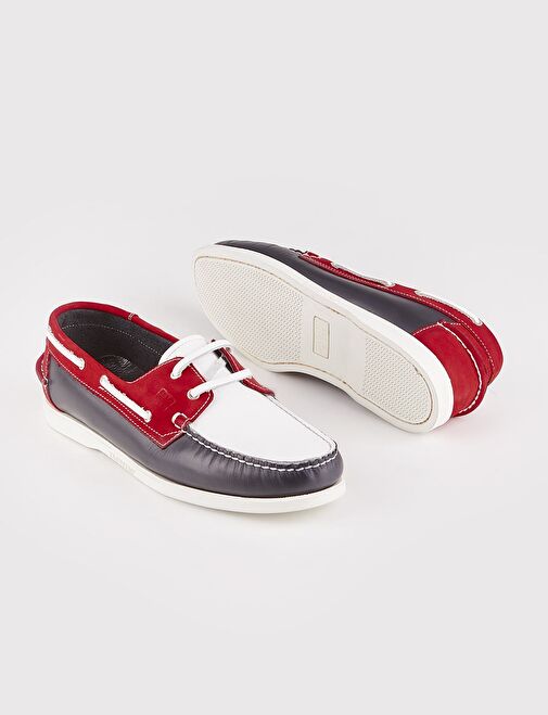 Cabani Ayakkabı Kırmızı-Beyaz-Lacivert Erkek Deri Günlük Ayakkabı 102531R - Görsel 5
